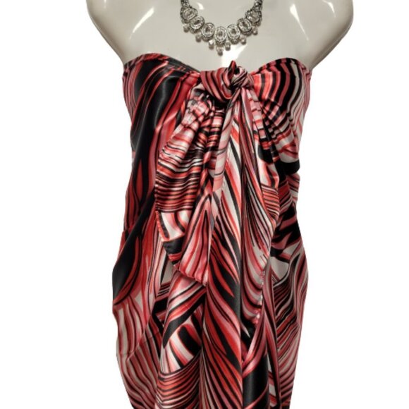 Red and Black Pareo Sarong Skirt Strapless Dress Beach Wedding - NEW - Picture 6 of 12